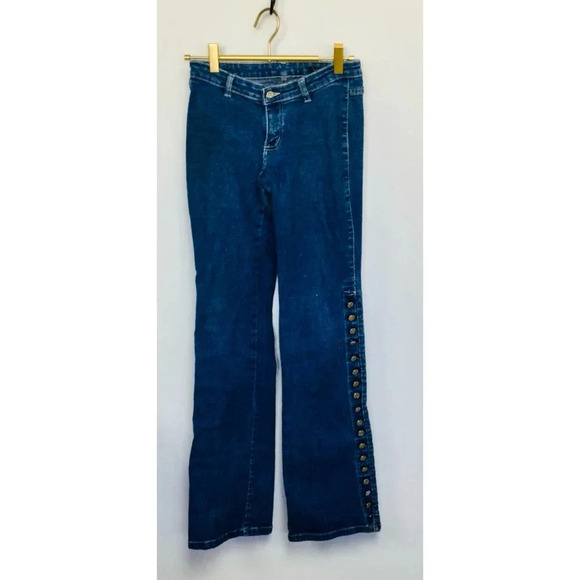 Vintage Women's Contem 1@ Jeans, Size 27, Blue with silver buttons on each side - Picture 2 of 12